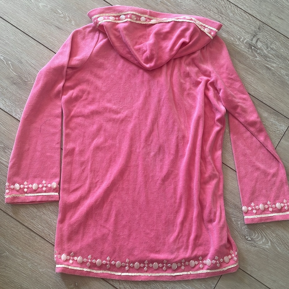 Moda international Terry beach pool coverup. Beaded. Barbie pink. Comfy. Cute - Picture 5 of 6
